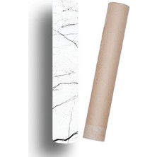 Mutfak Tezgah Üstü Mermer Desen Kendinden Yapışkanlı Folyo Kaplama Beyaz Siyah 70 cm  x 100 cm