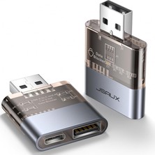 Jsaux DC0011 USB Veri Engelleyici Şeffaf 2'si 1 Arada Hızlı Şarj Usb-A To  Usb-A ve Usb-C Veri Engelleyici Sadece Şarj Için, Juice Jacking'e Karşı Koruma , Korsanlığı Reddeder, Güvenli Şarj Desteği