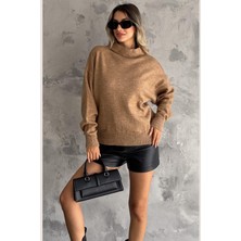 Zishan Fashion Yarım Balıkçı Yaka Standart Beden Kadın Triko Kazak - 108