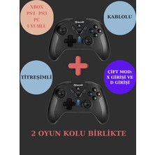 GT-019 Ps4 - Ps3 - Pc Uyumlu Titreşimli Çift Mod Kablolu Oyun Kolu Gamepad 2'li