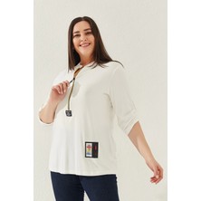 Lady Majestic Büyük Beden Fermuarlı Bluz