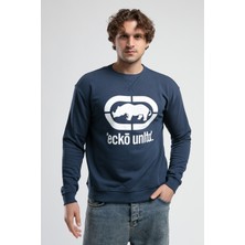 Lıberty Lacivert Bisiklet Yaka Baskılı Loose Fit Erkek Sweatshirt