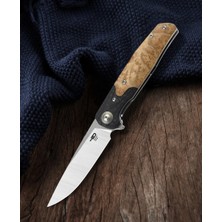 Bestech Ascot BG19D Ara Katman, Karbon Fiber ve G10+ Lightburl Ahşap Saplı 3,82'' 14C28N Çakı