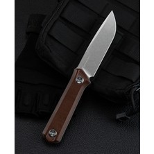 Bestech Hedron BFK02D Kahverengi Kanvas Micarta Sap 3.76'' D2 Bıçak