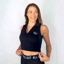 All Out Activewear Kadın Spor Üst Crop Polo Polyester