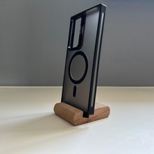 Luxury Aksesuar Samsung S24 Ultra Magnetic Standlı Kamera Lensli Korumalı Magsafe Wireless Şarj Özellikli Kılıf