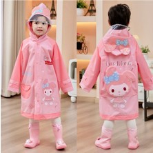 Petityu My Melody Pembe Sırtı Aplikeli Şirin Su Geçirmez Yağmurluk