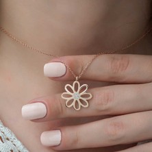 Stumbanng 925 Ayar Gümüş Rose Çiçek Bayan Gümüş Kolye