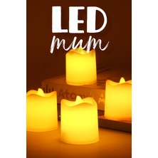 4 Adet Mat Beyaz Mini LED Mum Seti Pilli Dumansız Alevli Ledli Dekoratif Yapay Mum Dekor Işığı