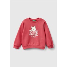 United Colors Of Benetton Kız Çocuk Gül Kurusu Önü Işlemeli Ribana Detaylı Normal Kesim Bisiklet Yaka Sweatshirt
