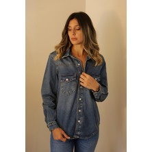 Derya Butik Oversize Blue Gömlek