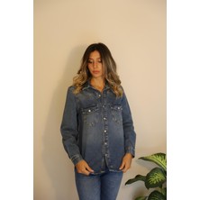 Derya Butik Oversize Blue Gömlek