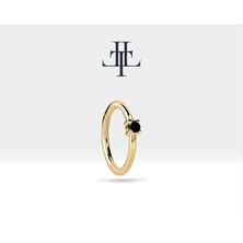 Siyah Pırlantalı Halka Piercing Küpe, 12 mm , 1.2 Mm, 14K Sarı-Beyaz-Kırmızı Altın | LE00001B