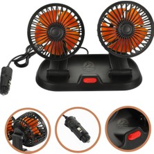 Araç Içi Vantilatör 360° Dönebilen Torpido Üstü Çift Başlıklı Vantilatör 12V Uyumlu Çakmaklık Girişli Soğutucu Fan