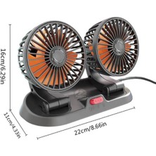 Araç Içi Vantilatör 360° Dönebilen Torpido Üstü Çift Başlıklı Vantilatör 12V Uyumlu Çakmaklık Girişli Soğutucu Fan