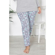 X-Dreamy Büyük Beden Pamuklu Desenli Uzun Kollu Pijama Takımı