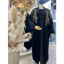 Nakışlı Abaya Standart - Siyah