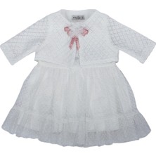 Kız Bebek Beyaz Bolerolu Tüllü Fırfırlı Elbise - 1013980