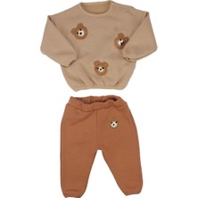 by BebekOdam Erkek Bebek Kahve Ayıcık Nakışlı 3 Iplik 2'li Takım - 1014958