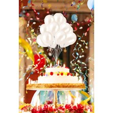 VibeHome 10'lu Beyaz Metalik Renkte Balon - Doğum Günü Parti ve Eğlenceli Etkinlikler Için