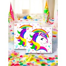 VibeHome Unicorn Temalı 16 Adet Peçete - Doğum Günü ve Parti Ikramları Için Renkli Peçeteler
