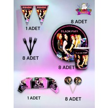 VibeHome 8 Kişilik Black Pink Temalı Premium Set - Doğum Günü Parti ve Eğlenceli Etkinlikler