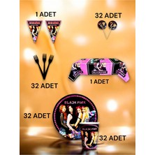 VibeHome 32 Kişilik Black Pink Temalı Premium Set - Doğum Günü Parti ve Eğlenceli Etkinlikler