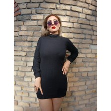 Mary Store Kadın Uzun Kollu Balıkçı Yaka Şardonlu Kaşkorse Elbise