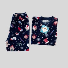 Kiddle Style Yılbaşı Temalı Unisex Lacivert Bebek Pijama Takımı