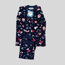 Kiddle Style Yılbaşı Temalı Unisex Lacivert Bebek Pijama Takımı