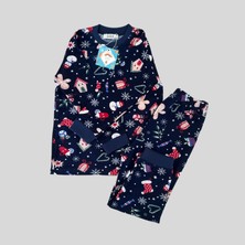 Kiddle Style Yılbaşı Temalı Unisex Lacivert Bebek Pijama Takımı