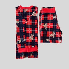 Yılbaşı Temalı Unisex Kırmızı Bebek Pijama Takımı