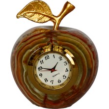 "oniks Doğal Taş Elma Şeklinde Masa Saati - Dekoratif ve Şık Hediye Seçeneği"
