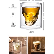 Isıya Dayanıklı Kuru Kafa Tasarımlı Çift Cidarlı Minik Cam Bardak Kahve Sunum Bardağı
