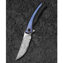 Bestech Sambac BT2402F 3.62'' Damascus (Şam Çelik ) Bıçak  Titanyum Timascus Kakma Çakı