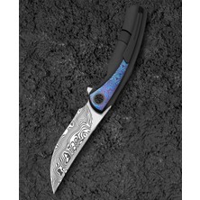 Bestech Sambac BT2402F 3.62'' Damascus (Şam Çelik ) Bıçak  Titanyum Timascus Kakma Çakı