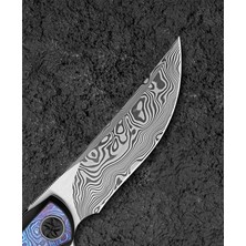 Bestech Sambac BT2402F 3.62'' Damascus (Şam Çelik ) Bıçak  Titanyum Timascus Kakma Çakı