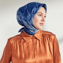 Ipekevi Twill Ipek Eşarp - London Ekose Desenli - Lacivert