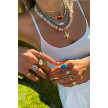 Bonnjerra Jewellery Tasarım Altın Kaplama Ayarlanabilir Dövgülü Oval Yüzük