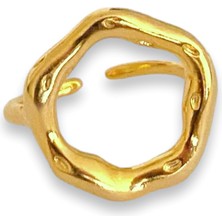 Bonnjerra Jewellery Tasarım Altın Kaplama Ayarlanabilir Dövgülü Oval Yüzük