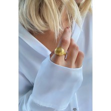Bonnjerra Jewellery Tasarım Altın Kaplama Ayarlanabilir Bombeli Yüzük