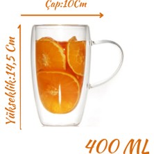 Çift Cidarlı Kahve - Latte - Meşrubat Cam Kupa Seti 400 Ml x 2 Adet 2039
