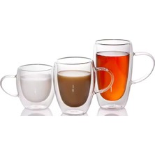 Çift Cidarlı Kahve - Latte - Meşrubat Cam Kupa Seti 400 Ml x 2 Adet 2039