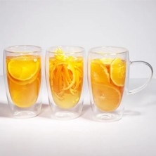 Çift Cidarlı Kahve - Latte - Meşrubat Cam Kupa Seti 400 Ml x 2 Adet 2039