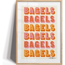 Hayat Dekor Retro Bagel Tipografi Poster-Çerçeveli TABLO-CT-1-036