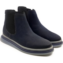 Erkek Hakiki Nubuk Deri Lacivert Casual Chelsea 22190