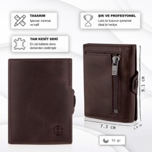 Trusador Verona Kahverengi Fermuarlı Unisex Hakiki Deri Rfid Korumalı Minimalist Bozuk Paralık Cepli Erkek Kadın Mini Cüzdan Hediyelik