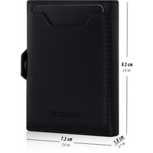 Trusador Verona Siyah Kartlık Unisex Hakiki Deri Rfid Korumalı Minimalist Erkek Kadın Mini Cüzdan Hediyelik