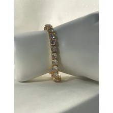 Ceyda Ada Jewelry Yuvarlak Taş Zirkon Bileklik /Gold-beyaz