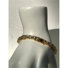 Ceyda Ada Jewelry Yuvarlak Taş Zirkon Bileklik /Gold-beyaz